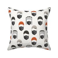 woodsman - lumberjack hat and beards - orange on cream