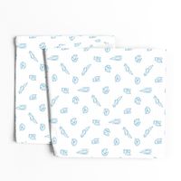 Sketchy Squirrels - Blue/White WITH grid