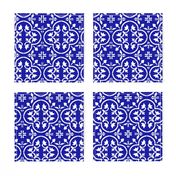 Indonesian Royal Blue Outdoor pillow moroccan tiles fabric bright blue patio porch pool