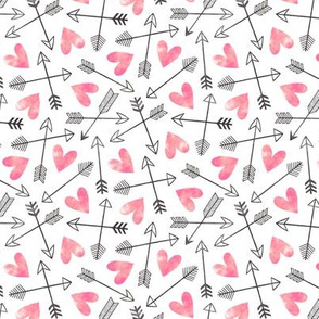 Arrows and Watercolor Hearts Love Valentine Pink Smaller