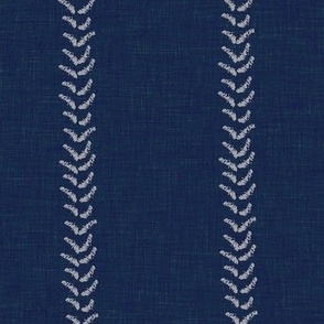 indigo linen stripe stitch stitched stripe triangle v