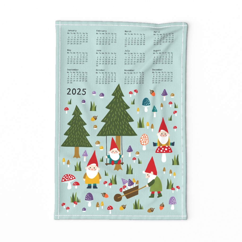 Gnomes Tea Towel Calendar 2023 Geschirrtuch Spoonflower