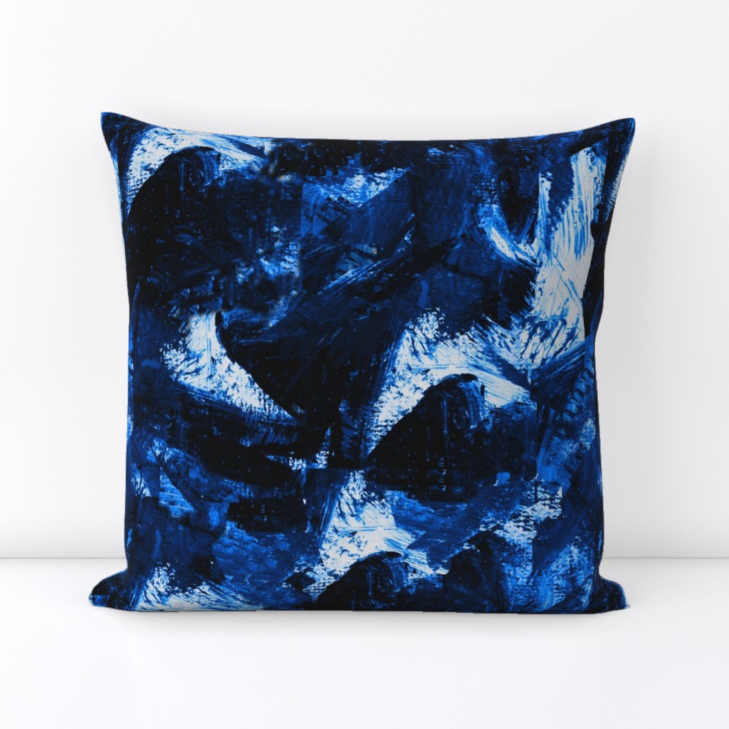 Blue and white storm clouds abstract print