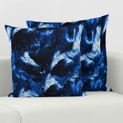 Blue and white storm clouds abstract print