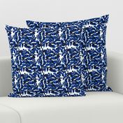 Blue and White Holly leaves print
