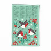 Robin tea towel calendar 2024 mint