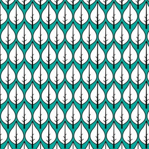 geometric leaves - black white teal