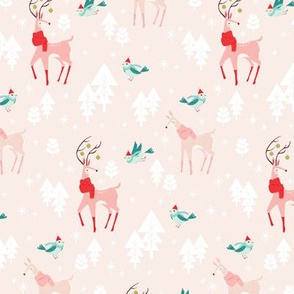 Christmas Woodland Animals Pink