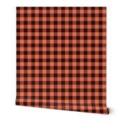 Buffalo Plaid - Coral and Brown - Small