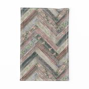 Vintage Wood Chevron Tiles Herringbone Pink Green