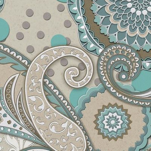 Paisley Mandala duck egg beige XL