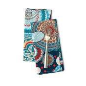 Paisley Mandala teal turquoise aqua navy red XL