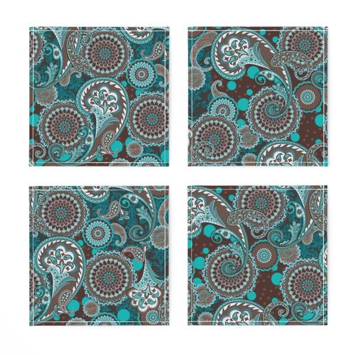 Paisley Mandala blue brown L