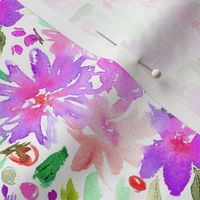 Watercolor purple floral pattern