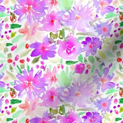 Watercolor purple floral pattern