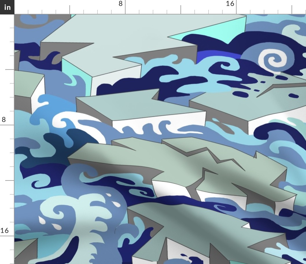 Ocean Waves Large Scale Fragmentation of the North Pole