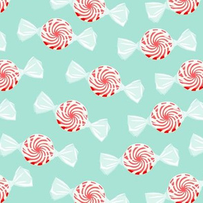 peppermint candy - red on aqua