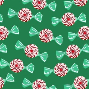 peppermint candy - dark red on green