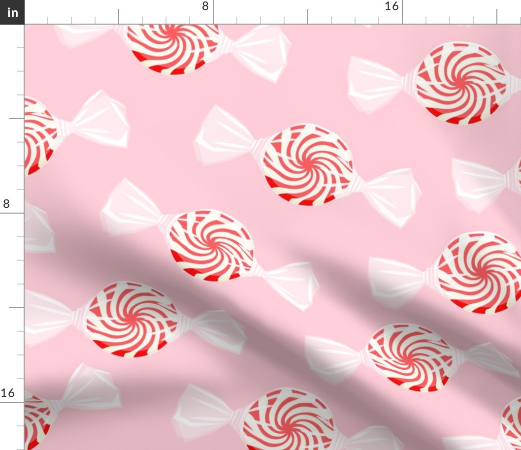 (jumbo) peppermint candy - red on pink