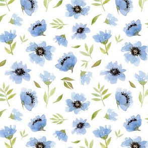 watercolor blue flowers