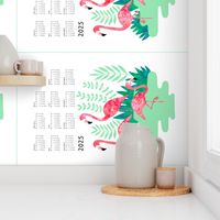 Flamingo watercolor tea towel calendar 2024 white