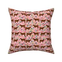 Red Angus cow floral fabric cattle breed pink