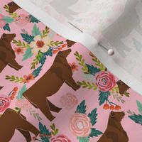 Red Angus cow floral fabric cattle breed pink