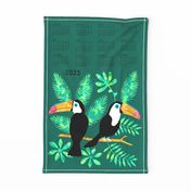 Toucan jungle tea towel calendar 2024 green