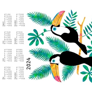 Toucan Jungle tea towel calendar 2024 white