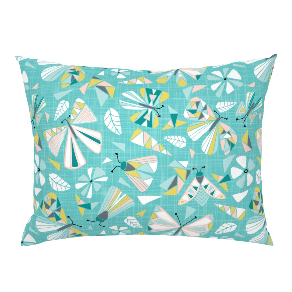 Fractal Flutter - Aqua Blush Large Scale