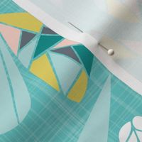 Fractal Flutter - Aqua Blush Large Scale