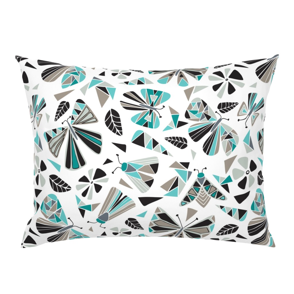 Fractal Flutter - Black & Aqua Large Scale