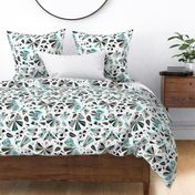 Fractal Flutter - Black & Aqua Large Scale