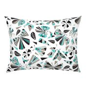 Fractal Flutter - Black & Aqua Large Scale