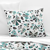 Fractal Flutter - Black & Aqua Large Scale