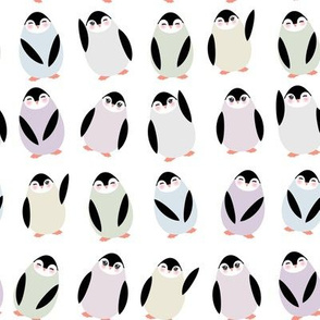 Funny penguins on white background