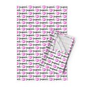 smooch - hot pink and black on white- kissy lips fabric