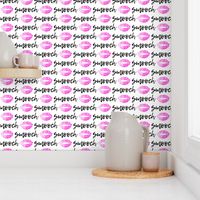 smooch - hot pink and black on white- kissy lips fabric