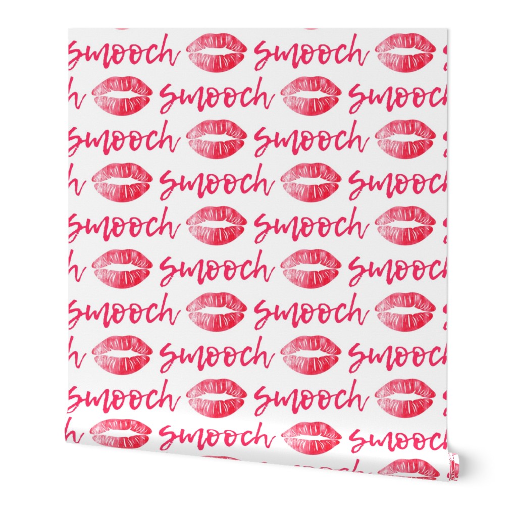 smooch - dark pink - kissy lips fabric