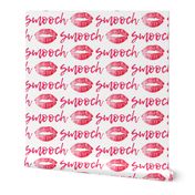 smooch - dark pink - kissy lips fabric