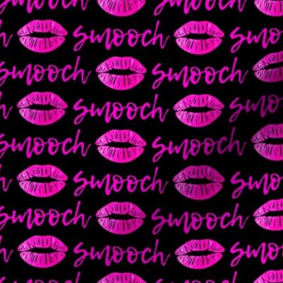 smooch - hot pink and black - kissy lips fabric