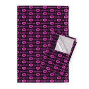 smooch - hot pink and black - kissy lips fabric