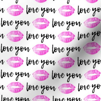 love you - black & hot pink - kiss