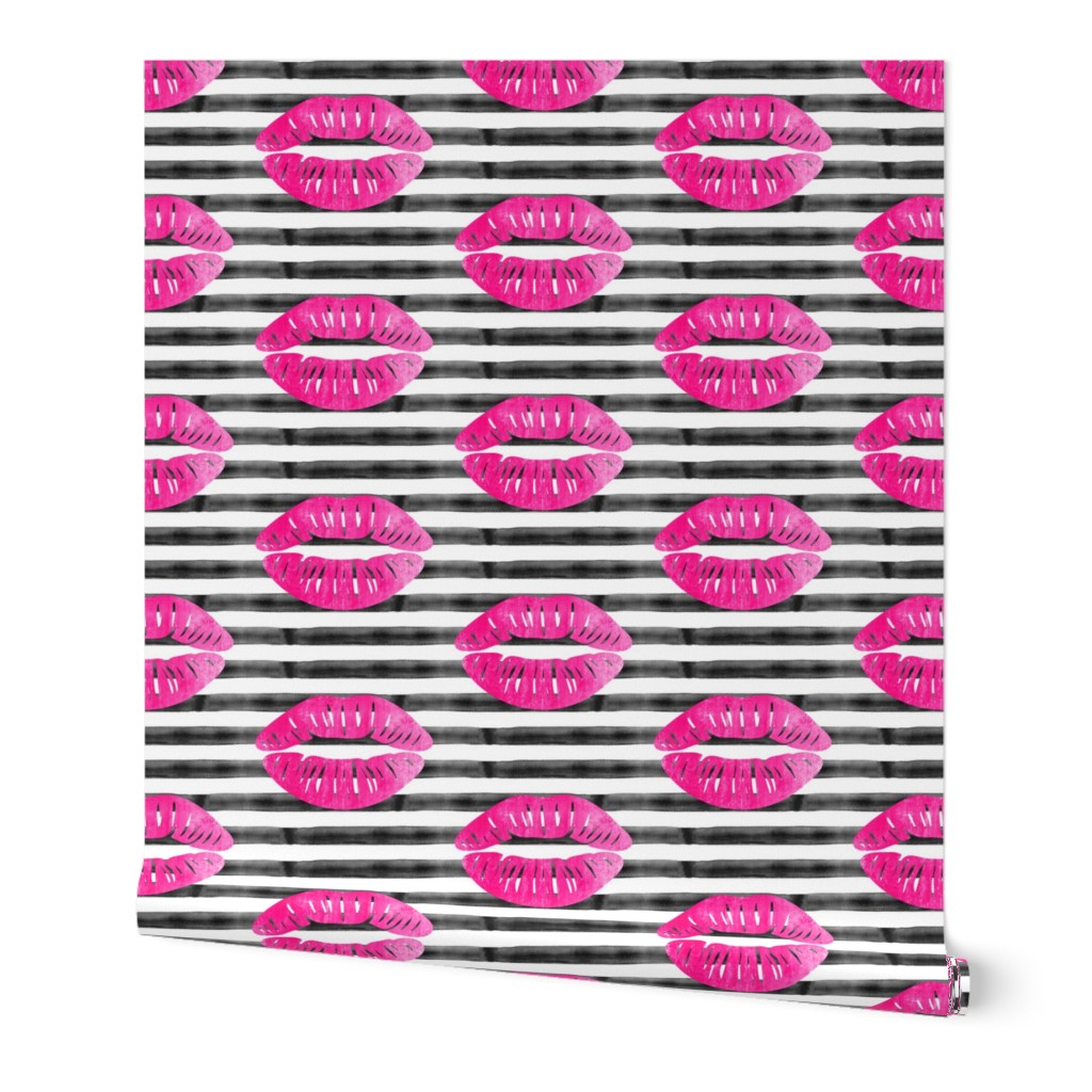 kisses on stripes (pink & black)