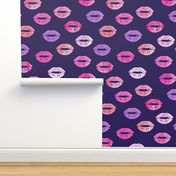 smooches - kisses - multi on purple 