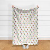Dogs marching colourful pattern Larger Scale kids print illustration