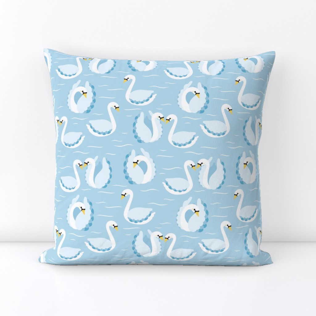 swans on blue