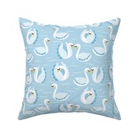 swans on blue