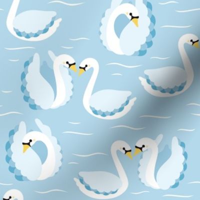 swans on blue