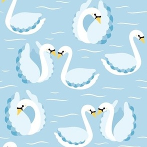 swans on blue